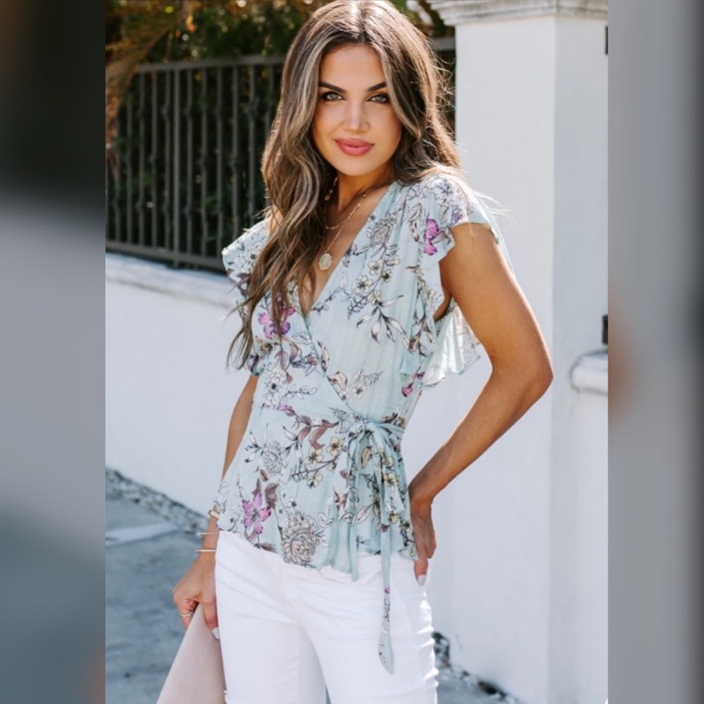 Vici “within reach” floral wrap blouse